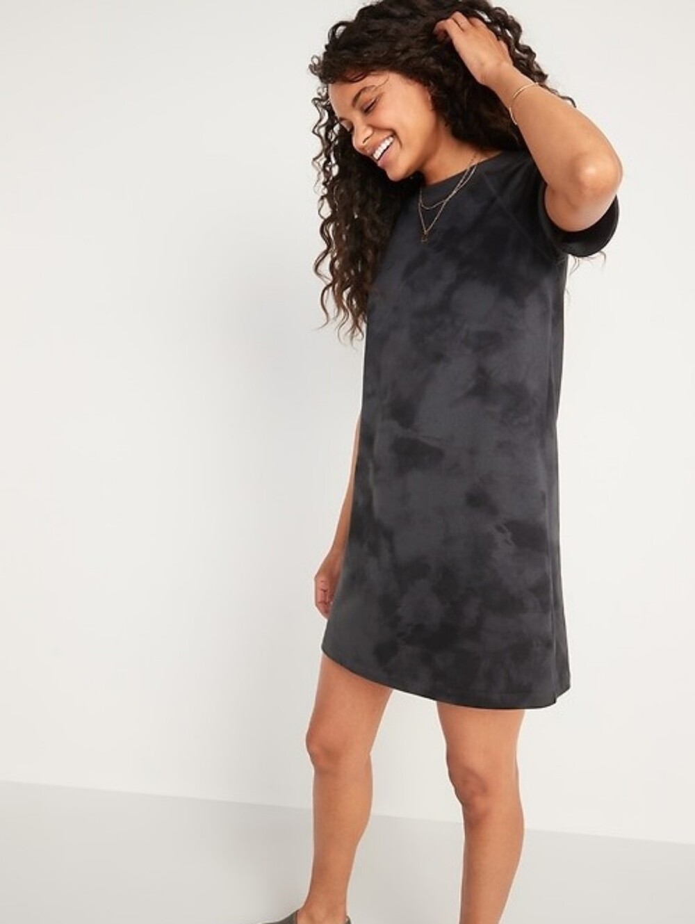 Old Navy Black Tie-Dye Short Sleeve Sweatshirt Dress Size Xs Tall *3/$30 Sale*